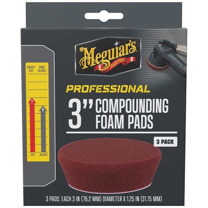 Meguiar's Professional Foam Compounding Pads, M3CFP3 - 3", Red (3 pack)