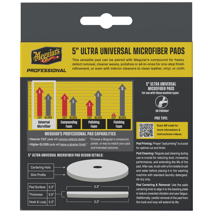 Meguiar's Professional Ultra Universal Microfiber Pads, M5MFP2 - 5" (2 pack)