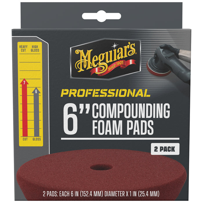 Meguiar's Professional Foam Compounding Pads, M6CFP2 - 6", Red (2 pack)