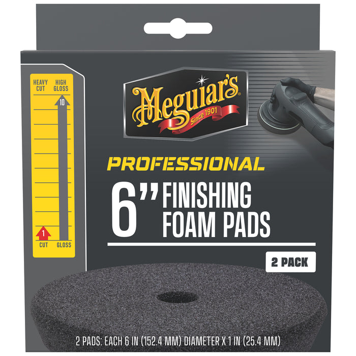 Meguiar's Professional Foam Finishing Pads, M6FFP2 - 6", Black (2 pack)