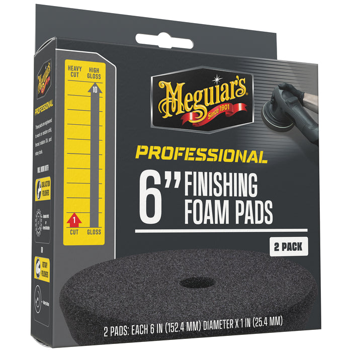 Meguiar's Professional Foam Finishing Pads, M6FFP2 - 6", Black (2 pack)