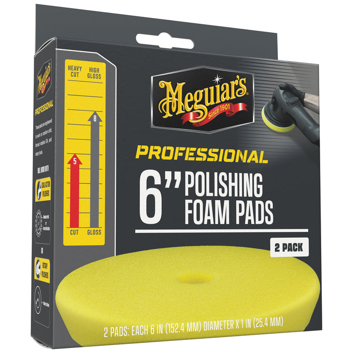Meguiar's Professional Foam Polishing Pads, M6PFP2 - 6", Yellow (2 pack)