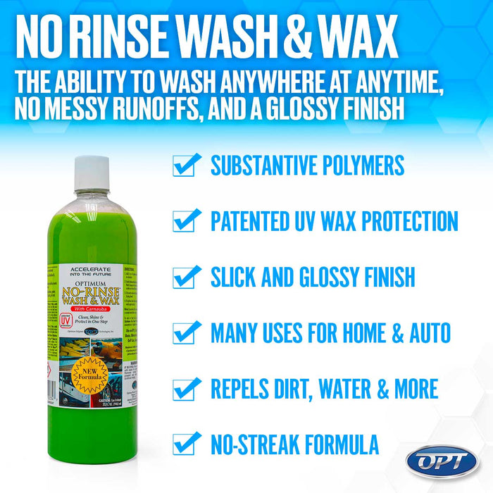 Optimum No Rinse Wash & Wax (Green) - 32 oz.