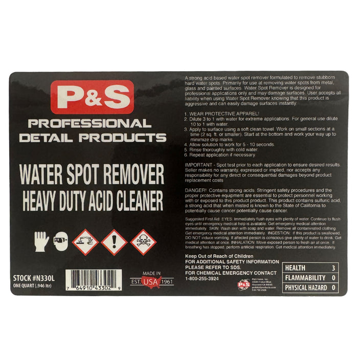 P&S Bottle Label - Water Spot Remover