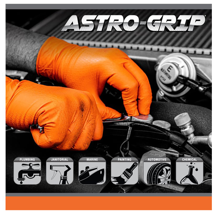 SAS Astro Grip Powder Free Nitrile Gloves, Mil, Orange Large