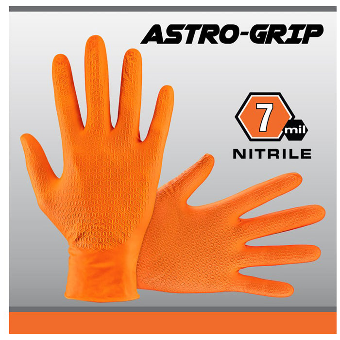 SAS Astro Grip Powder Free Nitrile Gloves, 7 Mil, Orange - X-Large (box of 100)