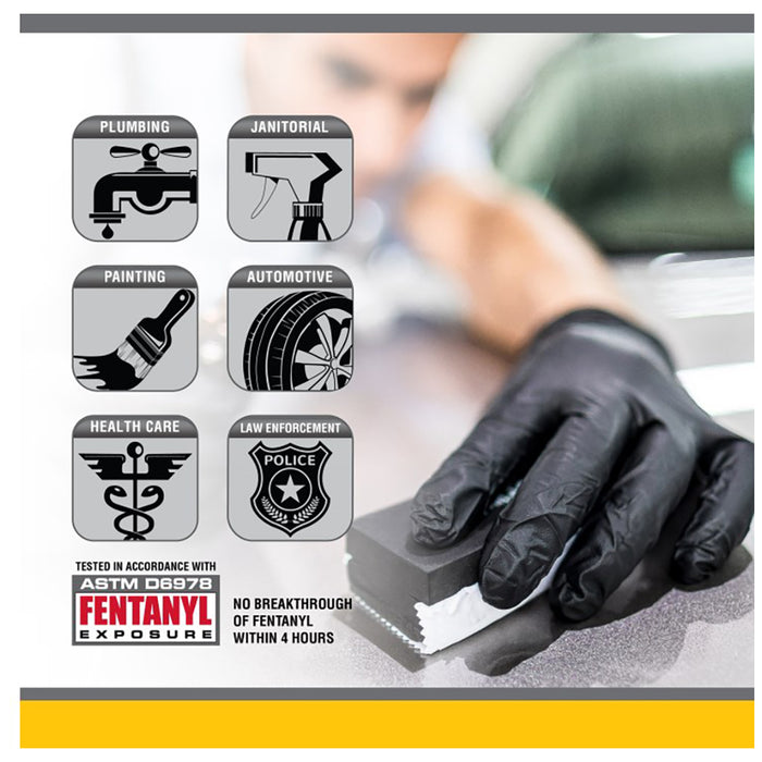 SAS Raven Powder Free Nitrile Gloves, 7 Mil, Black - Large (box of 50)