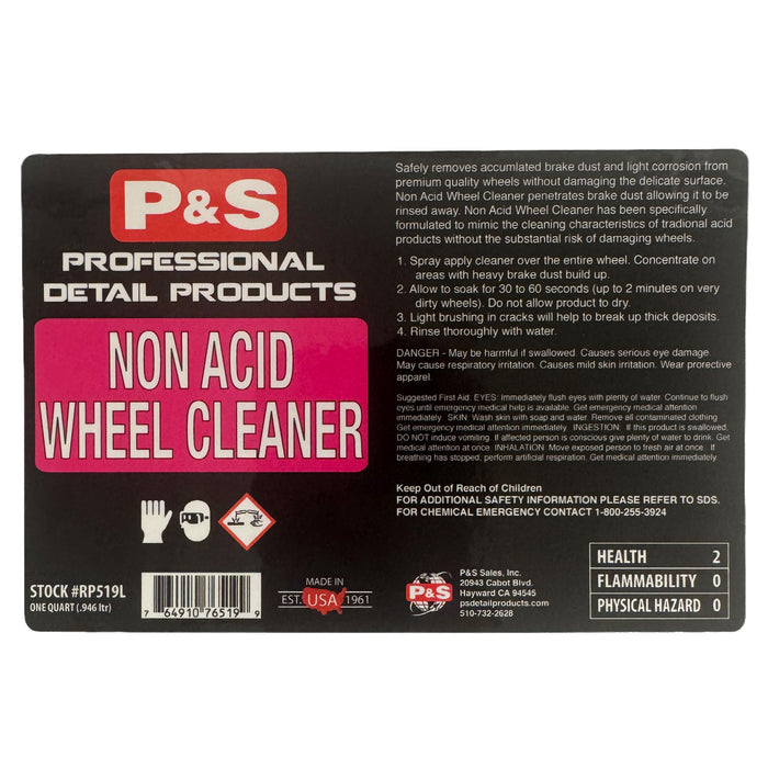 P&S Bottle Label - Non Acid Wheel Cleaner