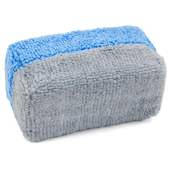 Autofiber Mini [Saver Applicator Terry] Microfiber Coating Applicator Sponge - 3.5" x 1.5", Blue/Gray (12 Pack)