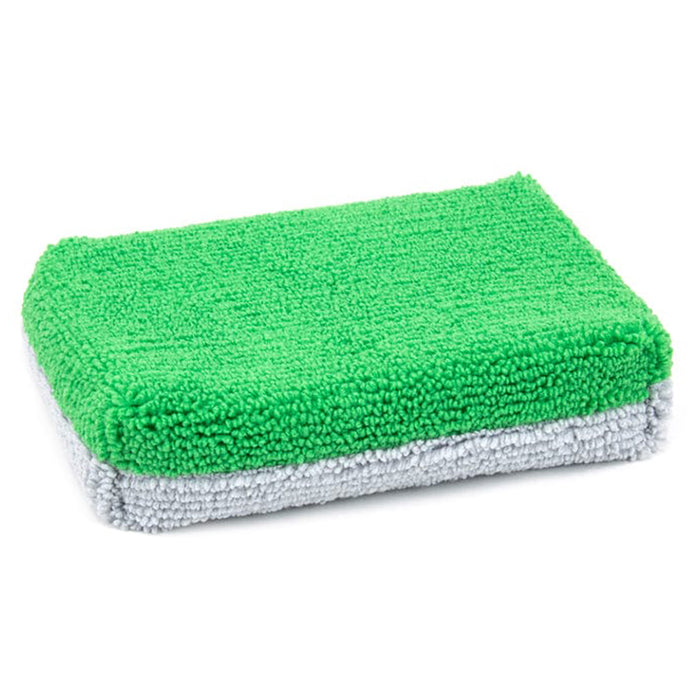 Autofiber Thin [Saver Applicator Terry] Microfiber Coating Applicator Sponge - 5" x 3.5", Green/Gray (12 Pack)