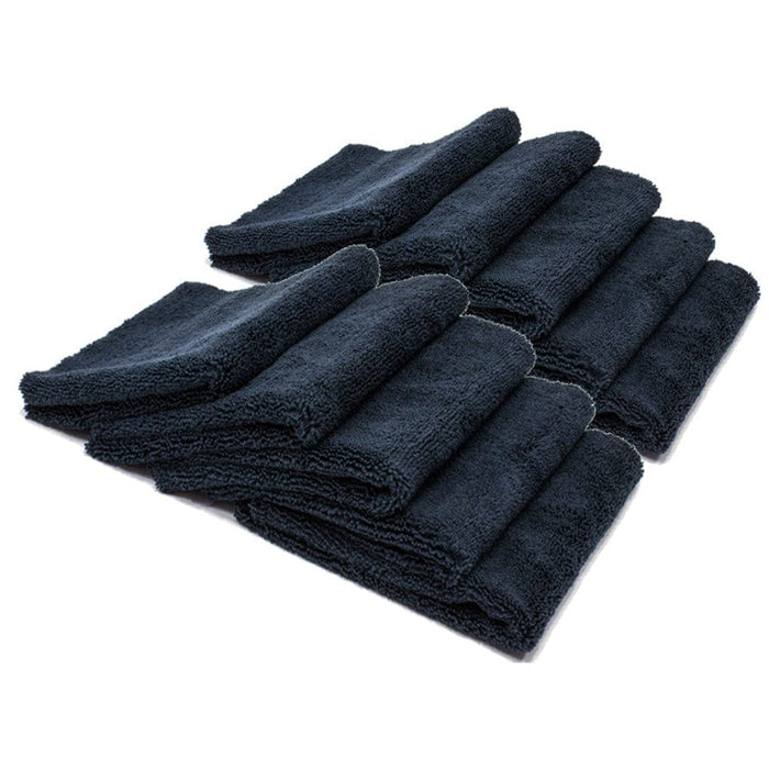 Autofiber [Elite] Edgeless Microfiber Towel, 360 GSM, 16" x 16" - Black (10 Pack)