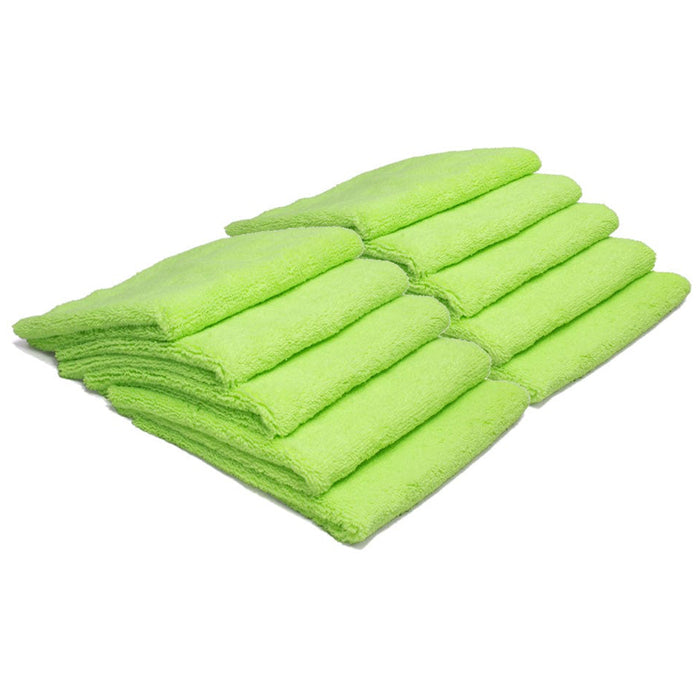 Autofiber [Elite] Edgeless Microfiber Towel, 360 GSM, 16" x 16" - Green (10 Pack)