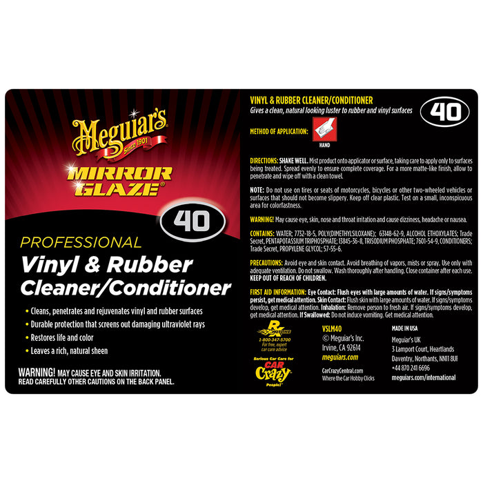 Meguiar's Secondary Label - Vinyl & Rubber Cleaner/Conditioner #40