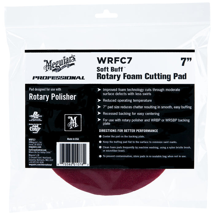 Meguiar's Soft Buff Rotary Foam Cutting Pad, WRFC7 - 7", Red