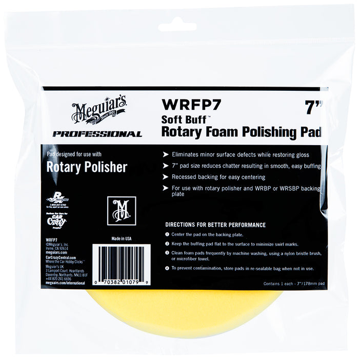 Meguiar's Soft Buff Rotary Foam Polishing Pad, WRFP7 - 7", Yellow