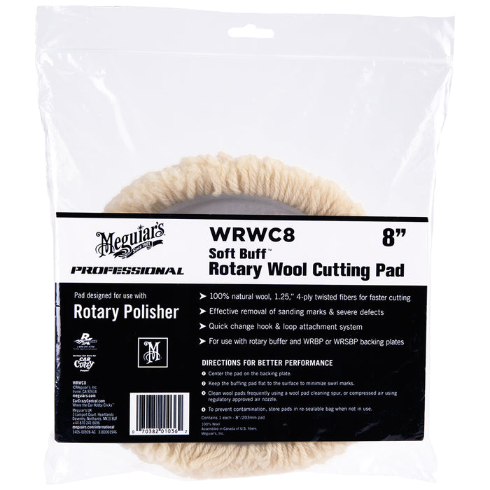 Meguiar's Soft Buff Rotary Wool Cutting Pad, WRWC8 - 8"