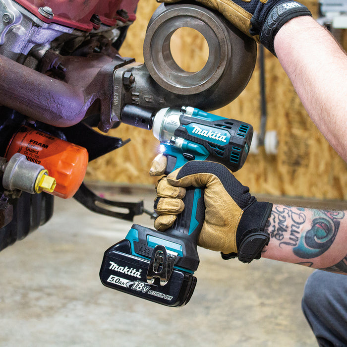Makita 18V LXT Lithium-Ion Brushless Cordless 4-Speed 1/2 in. sq. Drive Impact Wrench Kit with Friction Ring Anvil (5.0Ah)
