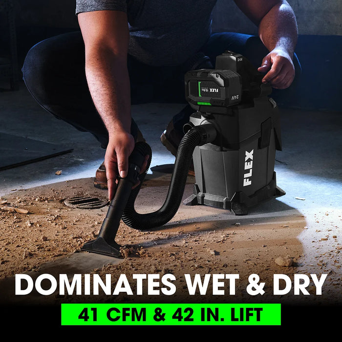 FLEX 24V 1.6 Gallon Wet/Dry Vacuum (Tool Only)