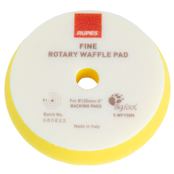 RUPES Rotary Waffle Fine Foam Polishing Pad, 9.WF150M - 5", Yellow