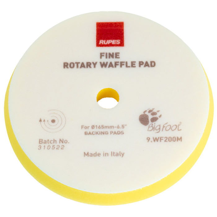 RUPES Rotary Waffle Fine Foam Polishing Pad, 9.WF200M - 6.5", Yellow