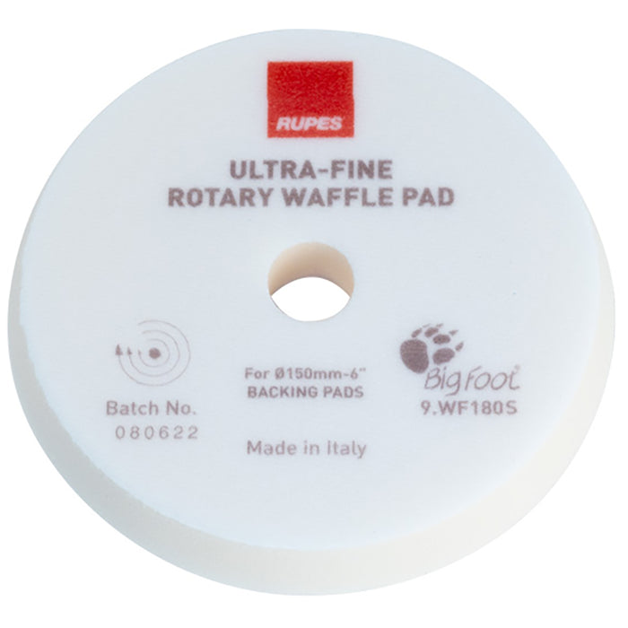 RUPES Rotary Waffle Ultra-Fine Foam Polishing Pad, 9.WF180S - 6", White