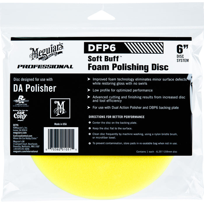 Meguiar's Soft Buff 6" DA Foam Polishing Pad, DFP6 - 6", Yellow