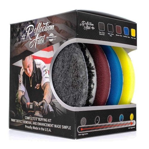 Buff and Shine The Rag Company - Reflection Artist Complete 6 Buffing Kit - Combination of Five Pads, URO Line, Easy to Use Combo QP-6RA